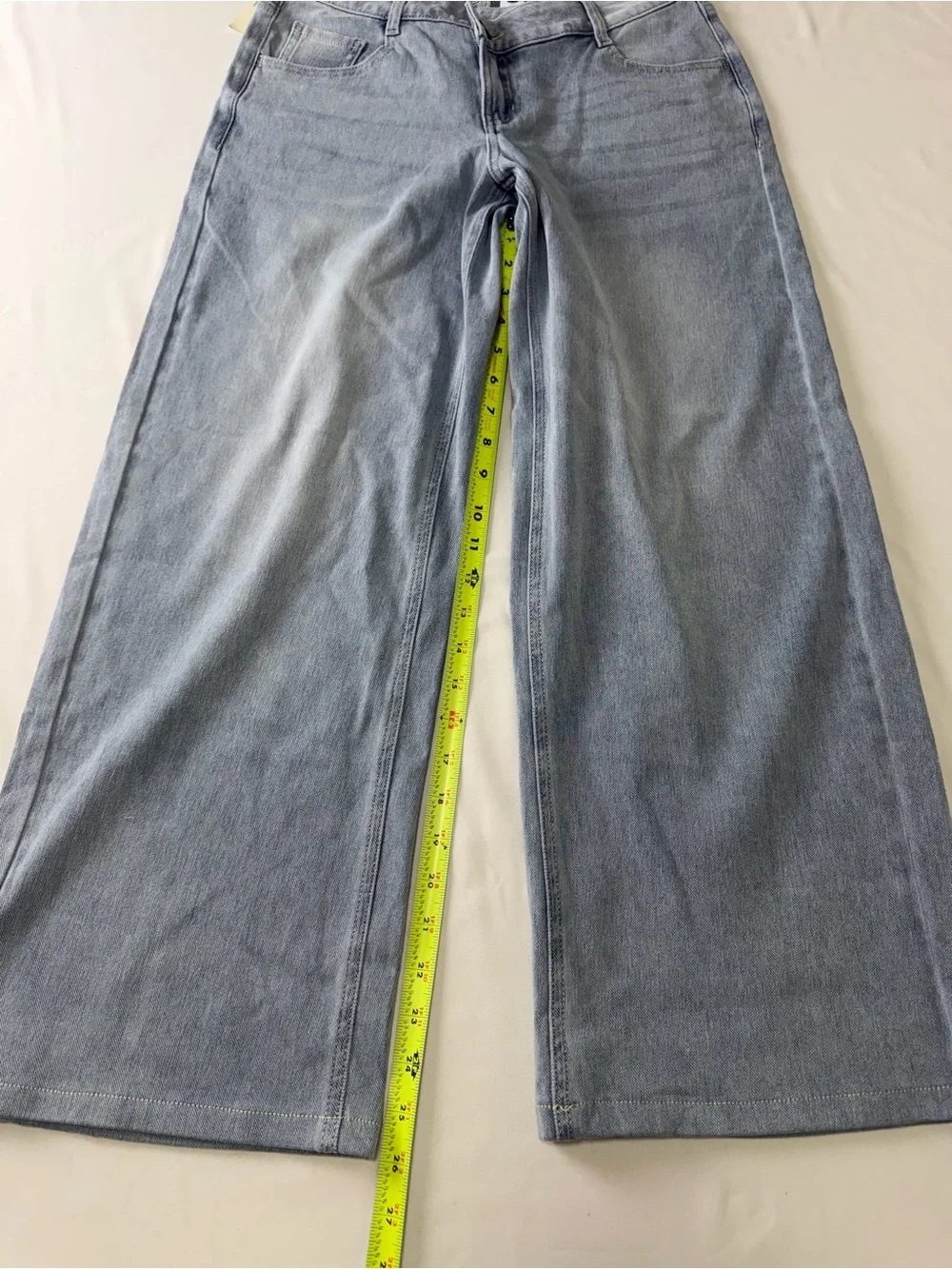 HALARA Light Blue Asymmetrical Wide-Leg Denim Jeans - Picture 7 of 14